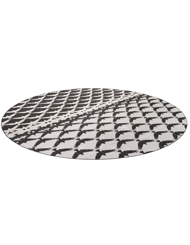 Urban Terrace Collection Area Rug -  Gramercy Round Black and White  lifestyle 19