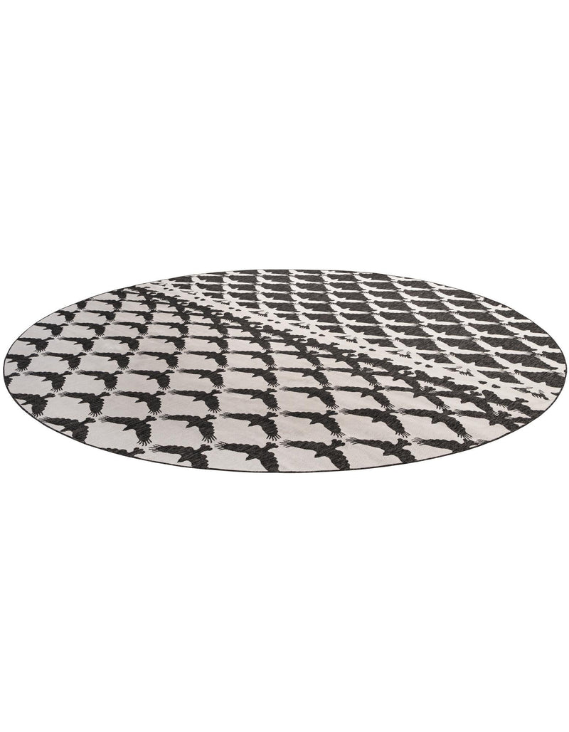 Urban Terrace Collection Area Rug -  Gramercy Round Black and White  lifestyle 20
