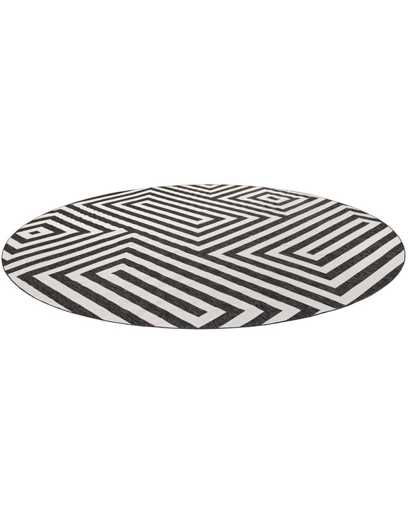 Urban Terrace Collection Area Rug -  Flatiron Round Black and White  lifestyle 62