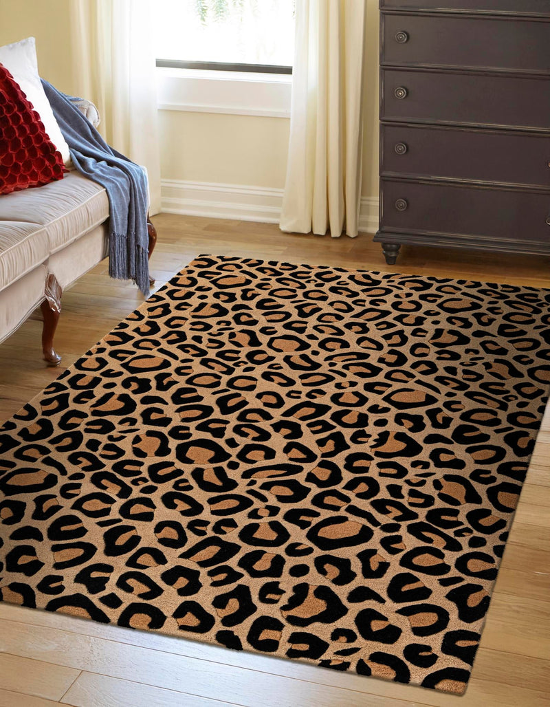 Hand Tufted Savannah Collection Area Rug - Serengeti Rectangle Beige and Black  lifestyle 2