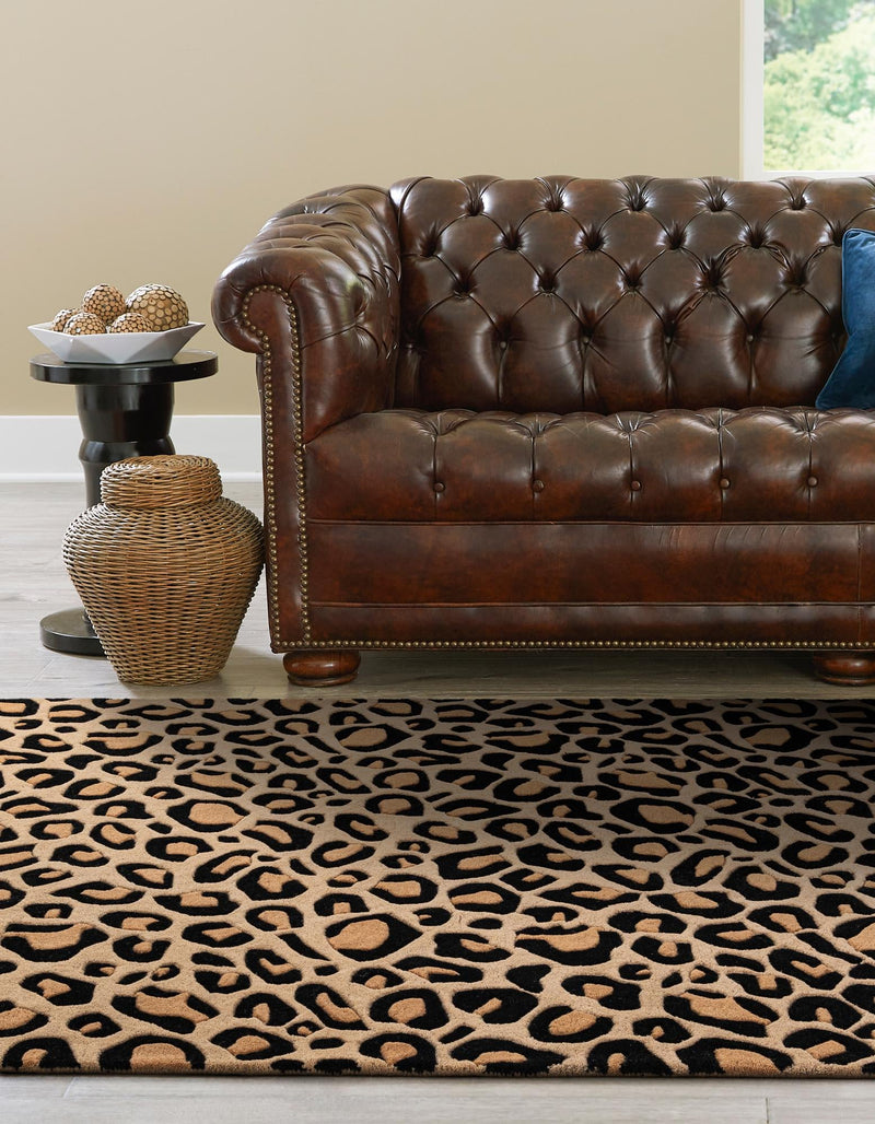 Hand Tufted Savannah Collection Area Rug - Serengeti Rectangle Beige and Black  lifestyle 3