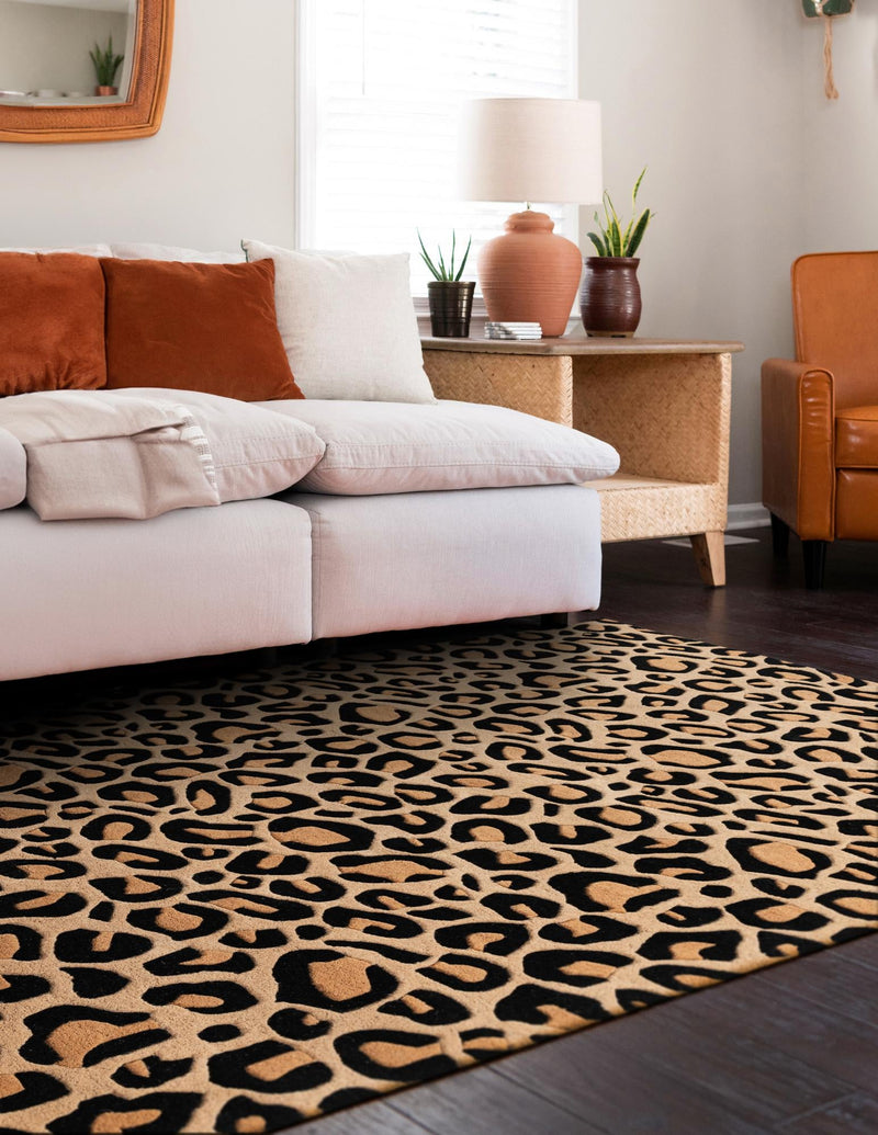 Hand Tufted Savannah Collection Area Rug - Serengeti Rectangle Beige and Black  lifestyle 4
