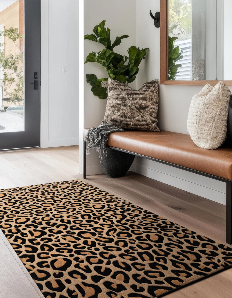 Hand Tufted Savannah Collection Area Rug - Serengeti Rectangle Beige and Black  lifestyle 6