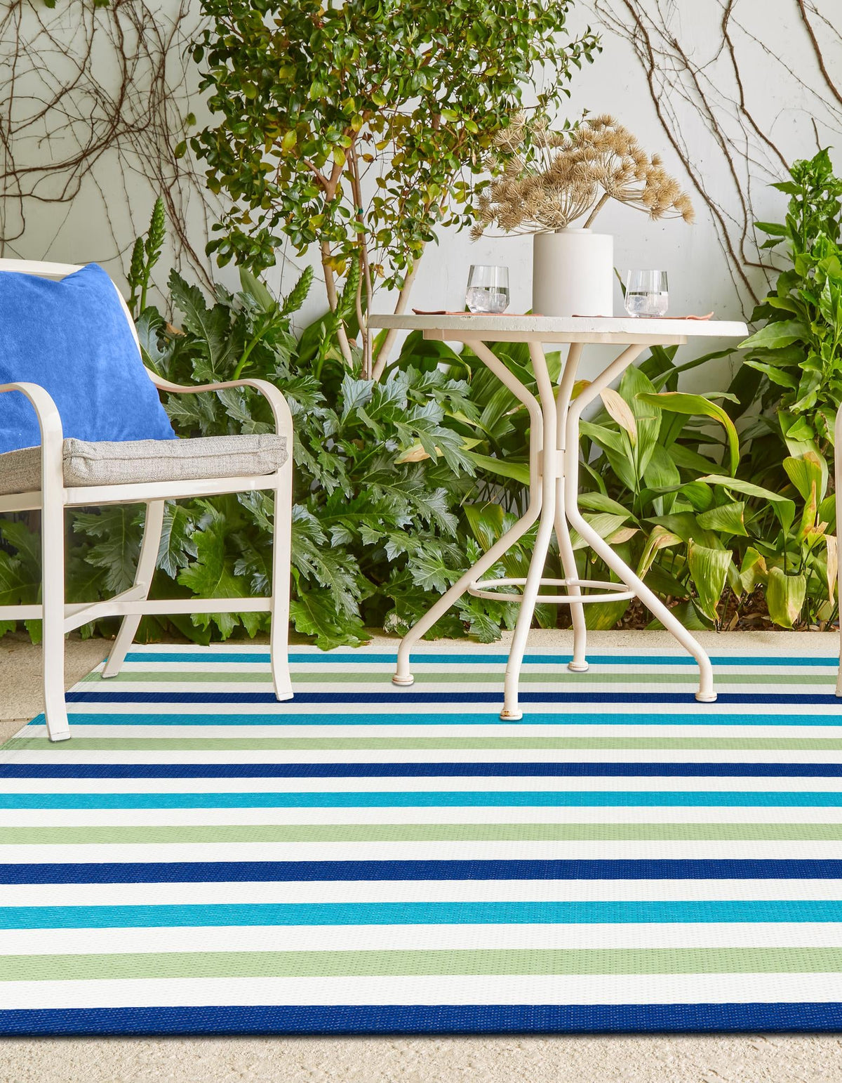 Serene Bay Outdoor Collection Area Rug - Tranquil Rectangle Blue and Green  lifestyle 10