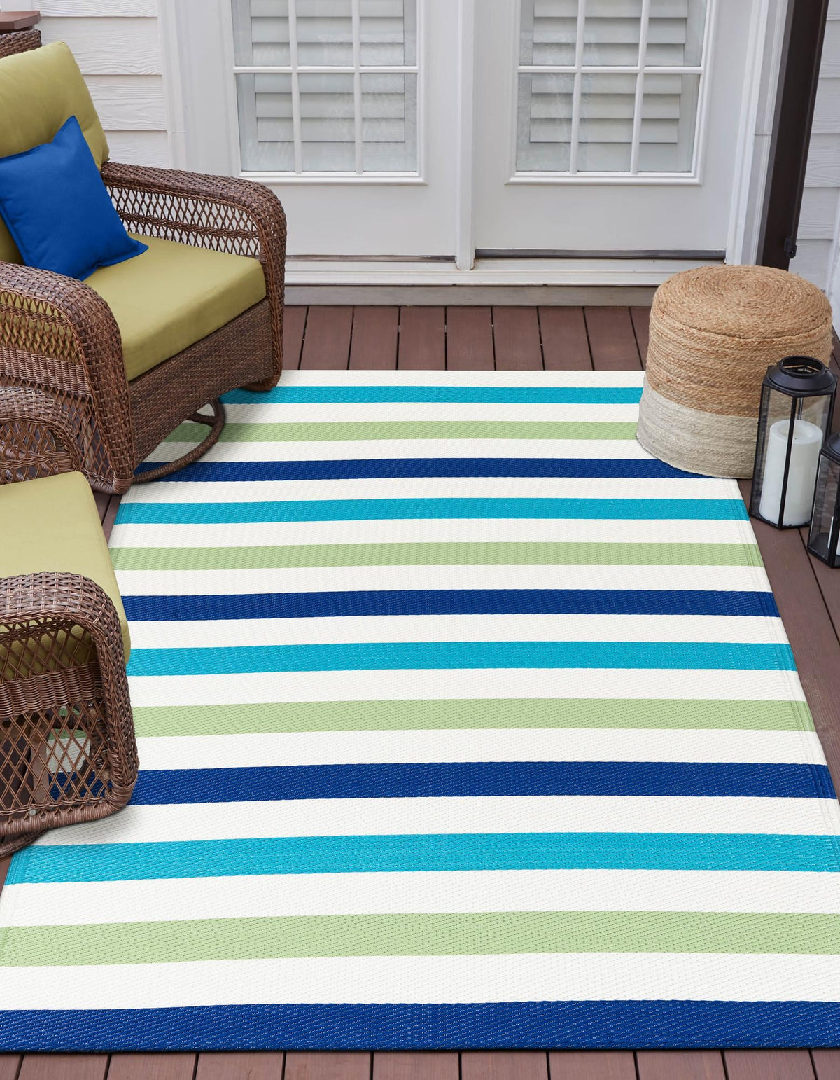 Serene Bay Outdoor Collection Area Rug - Tranquil Rectangle Blue and Green  lifestyle 14