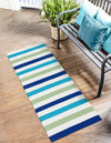 Serene Bay Outdoor Collection Area Rug - Tranquil Runner Blue and Green  lifestyle 12