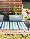 Serene Bay Outdoor Collection Area Rug - Tranquil Runner Blue and Green  lifestyle 14