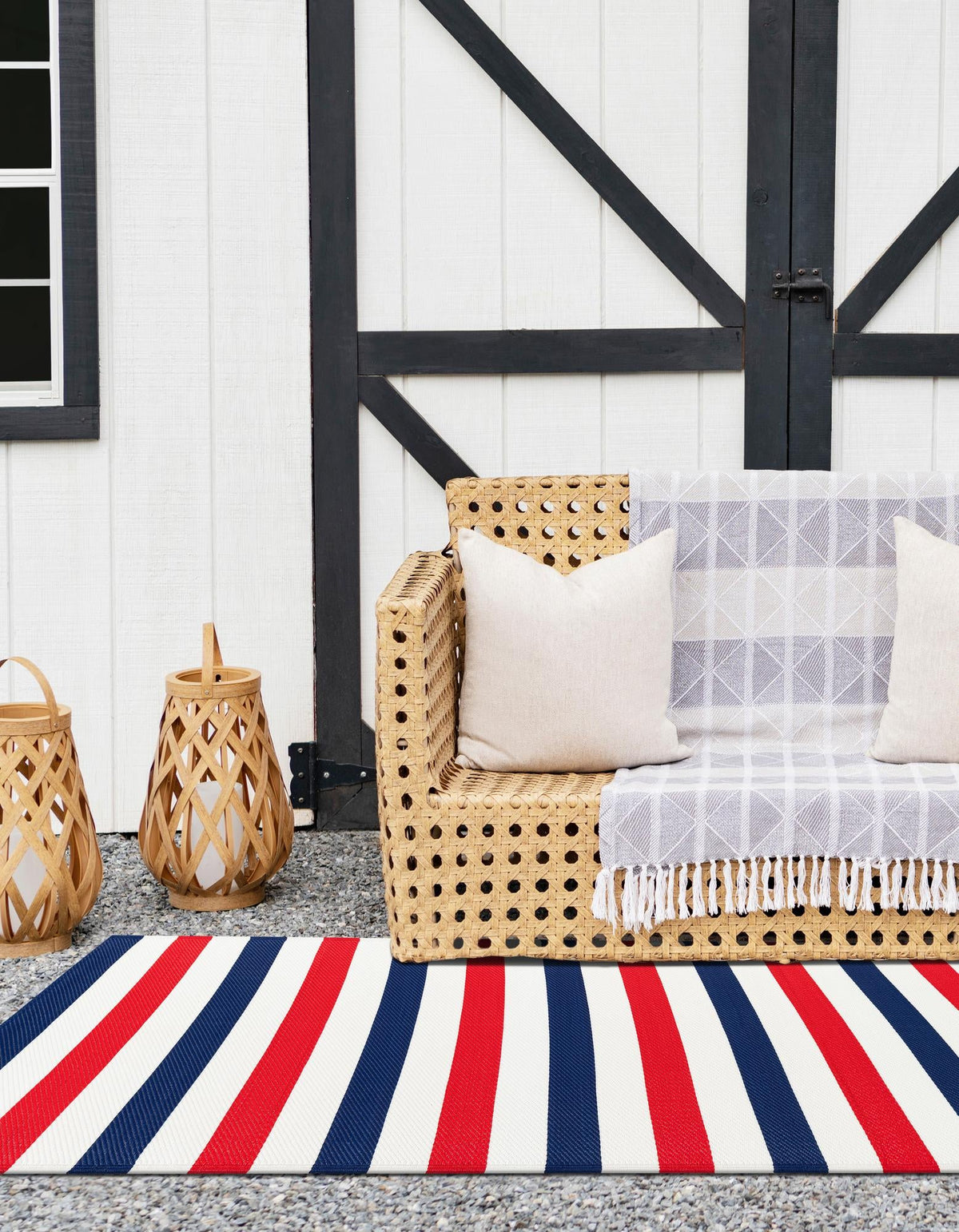 Serene Bay Outdoor Collection Area Rug - Tranquil Rectangle Navy Bue and Red  lifestyle 7