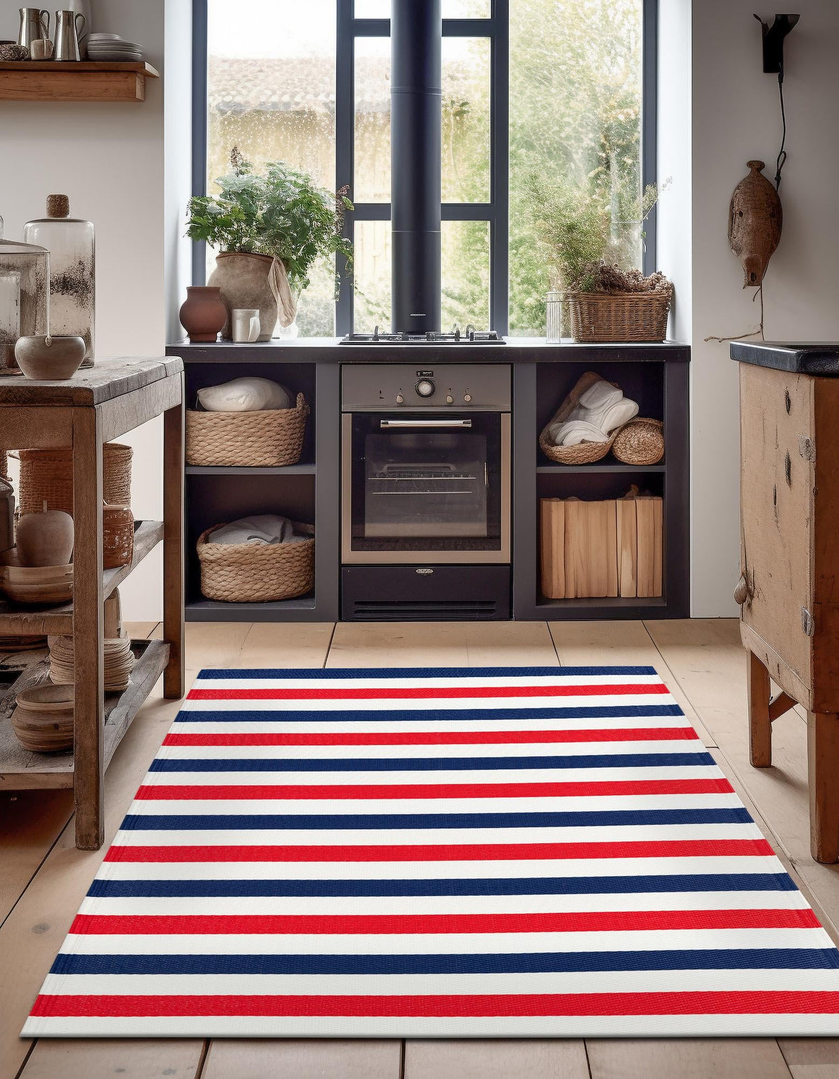 Serene Bay Outdoor Collection Area Rug - Tranquil Rectangle Navy Bue and Red  lifestyle 13