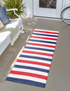 Serene Bay Outdoor Collection Area Rug - Tranquil Runner Navy Bue and Red  lifestyle 13