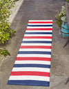 Serene Bay Outdoor Collection Area Rug - Tranquil Runner Navy Bue and Red  lifestyle 17