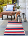 Serene Bay Outdoor Collection Area Rug - Tranquil Runner Navy Bue and Red  lifestyle 21