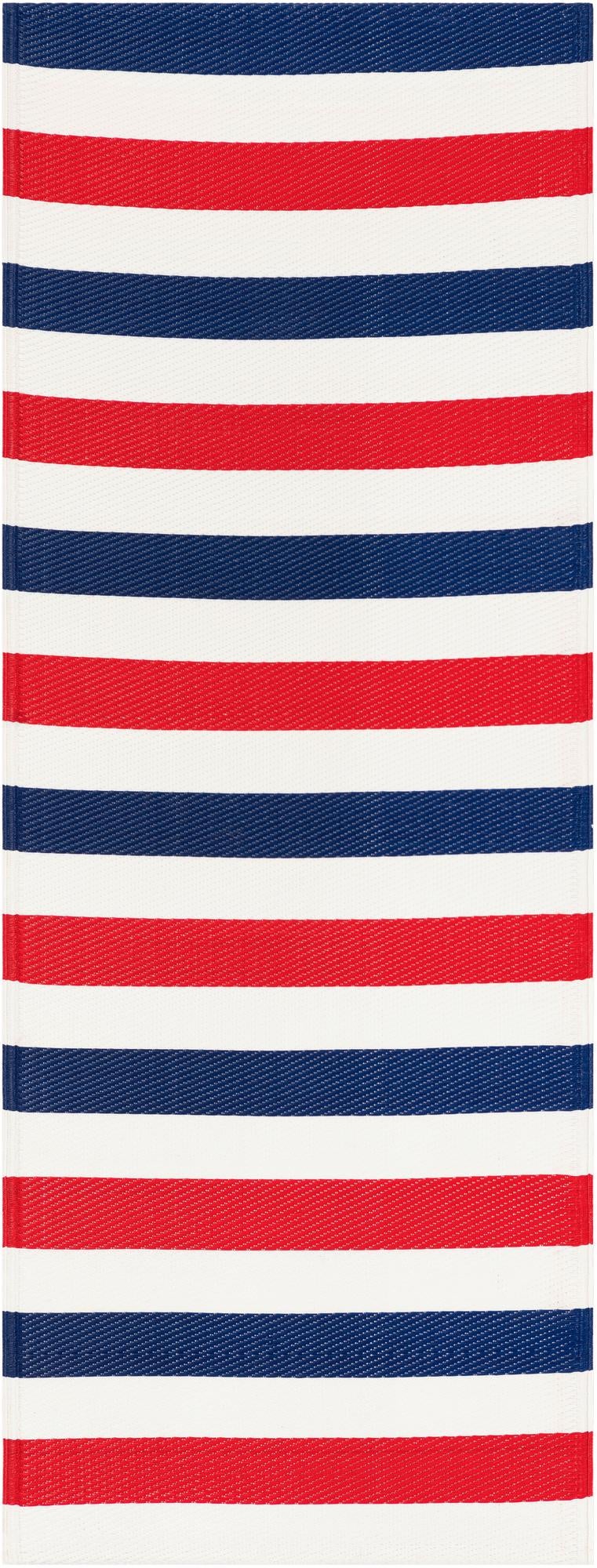Serene Bay Outdoor Collection Area Rug - Tranquil Runner Navy Blue and Red  lifestyle 34
