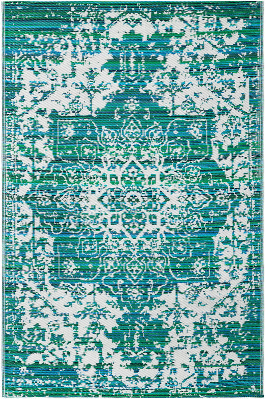 Serene Bay Outdoor Collection Area Rug -  Strand Rectangle Teal blue  lifestyle 2