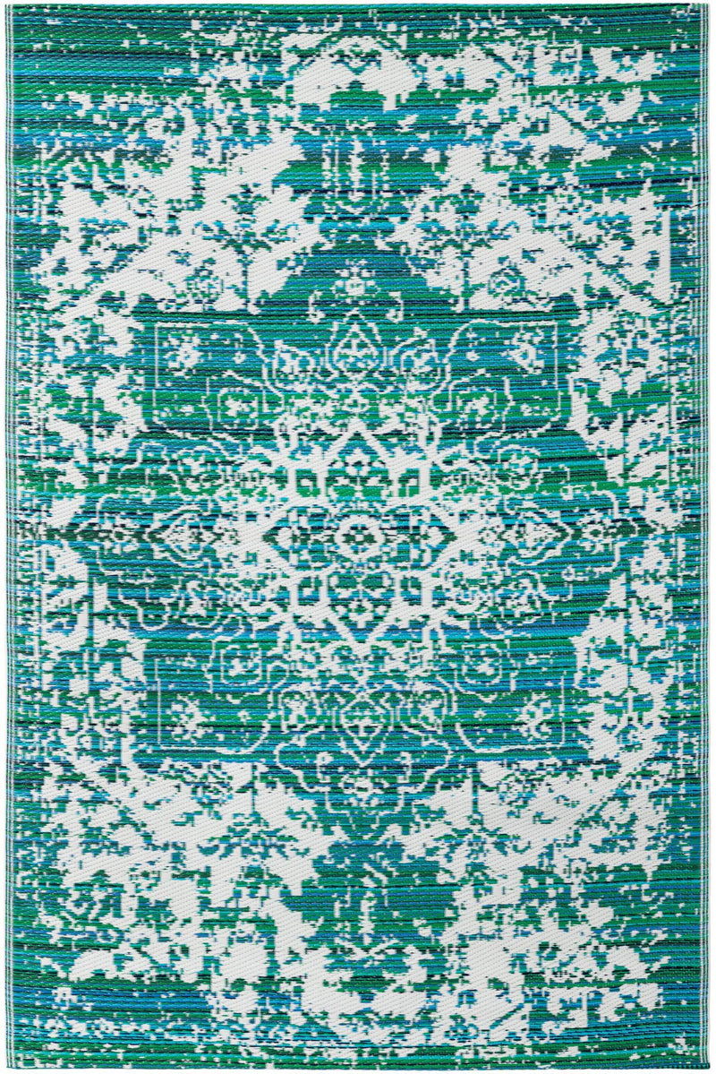 Serene Bay Outdoor Collection Area Rug -  Strand Rectangle Teal blue  lifestyle 2