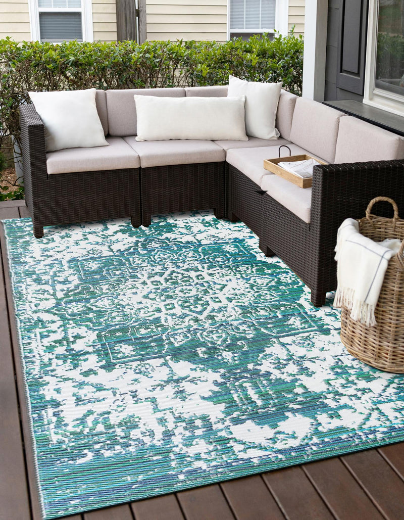 Serene Bay Outdoor Collection Area Rug -  Strand Rectangle Teal blue Main