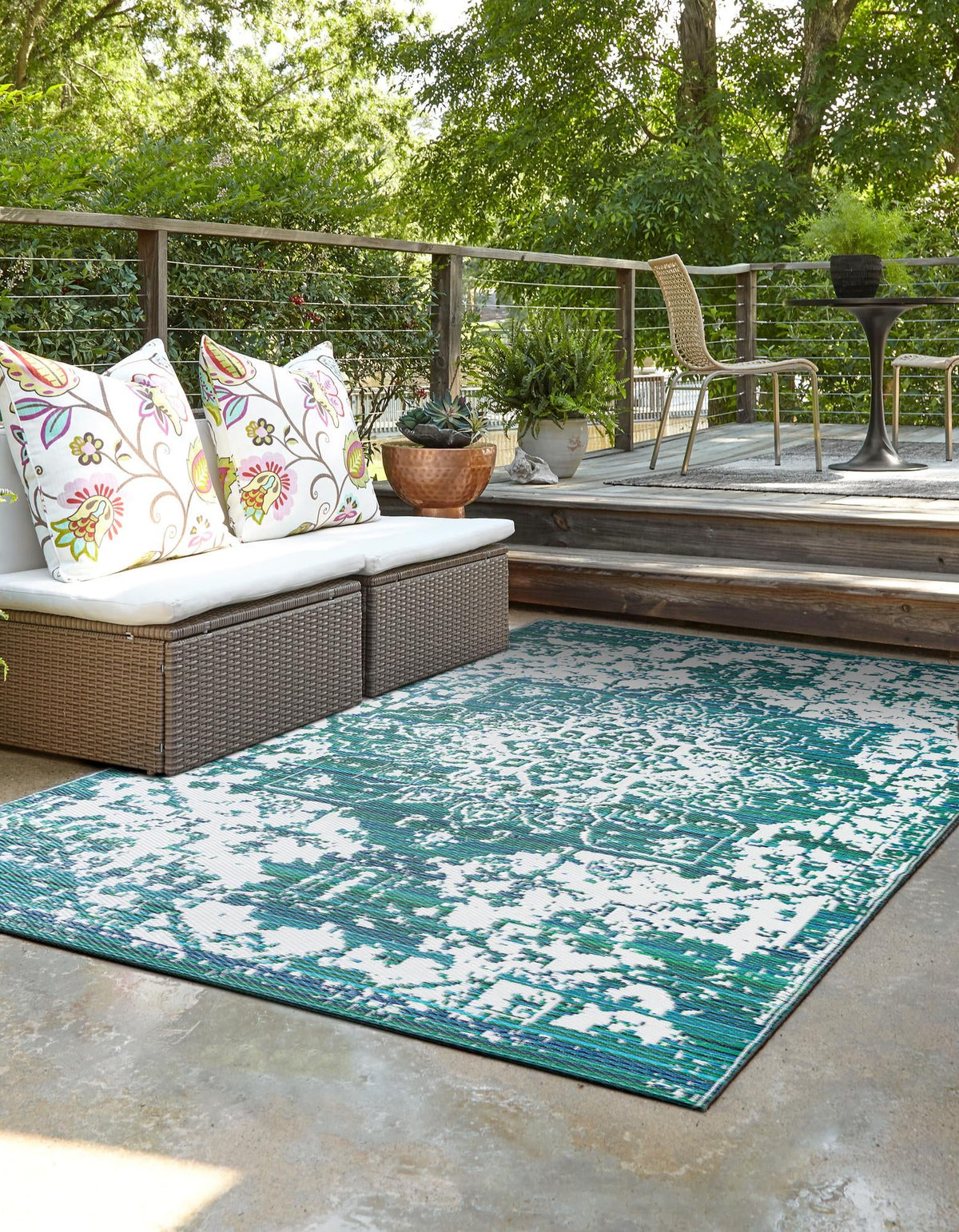 Serene Bay Outdoor Collection Area Rug -  Strand Rectangle Teal blue  lifestyle 5
