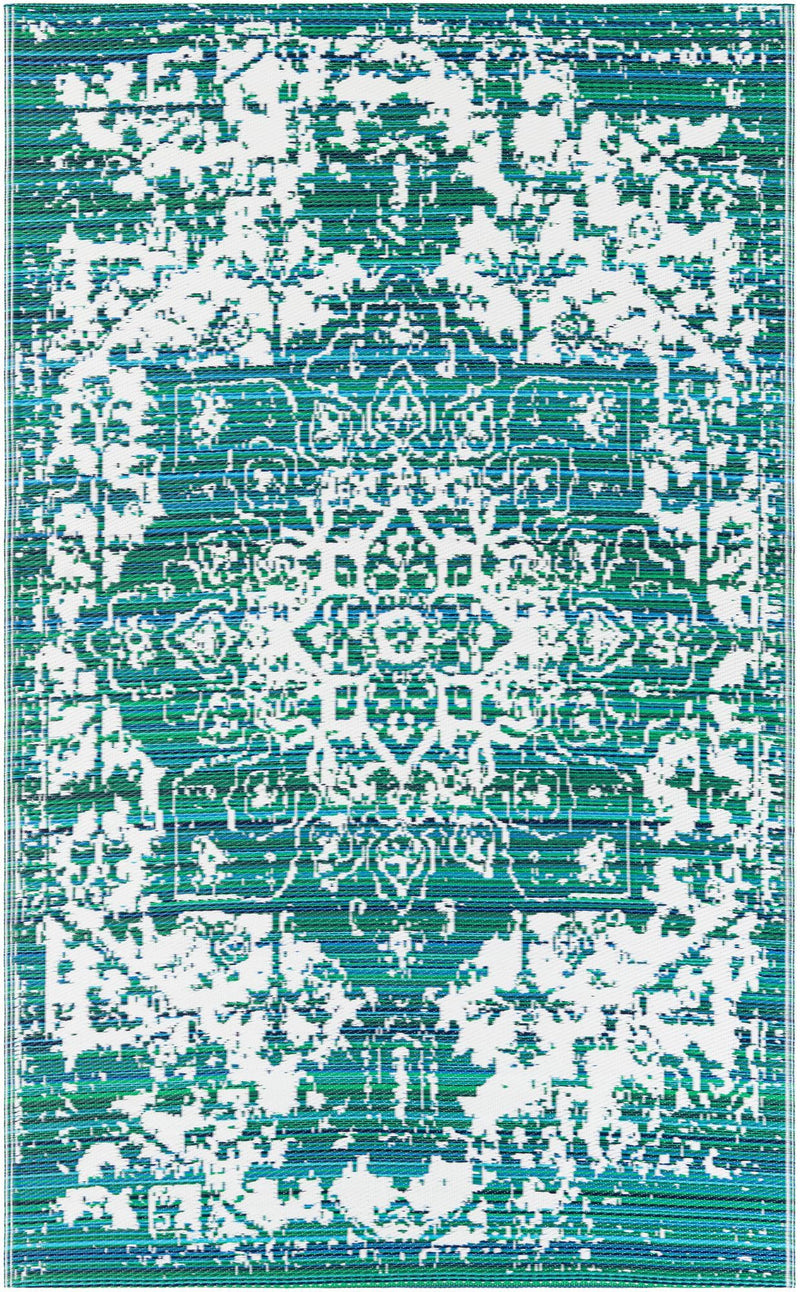 Serene Bay Outdoor Collection Area Rug -  Strand Rectangle Teal blue Main