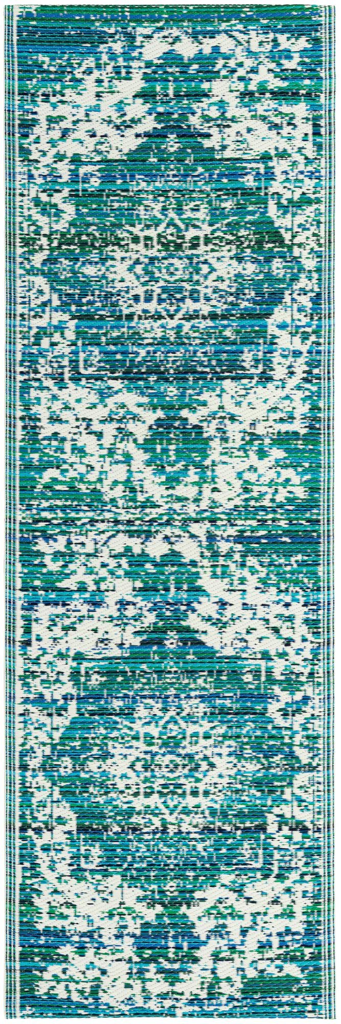 Serene Bay Outdoor Collection Area Rug -  Strand Runner Teal blue  lifestyle 101