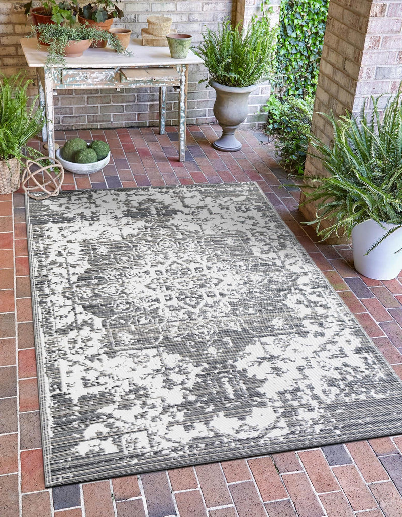 Serene Bay Outdoor Collection Area Rug -  Strand Rectangle Gray  lifestyle 9