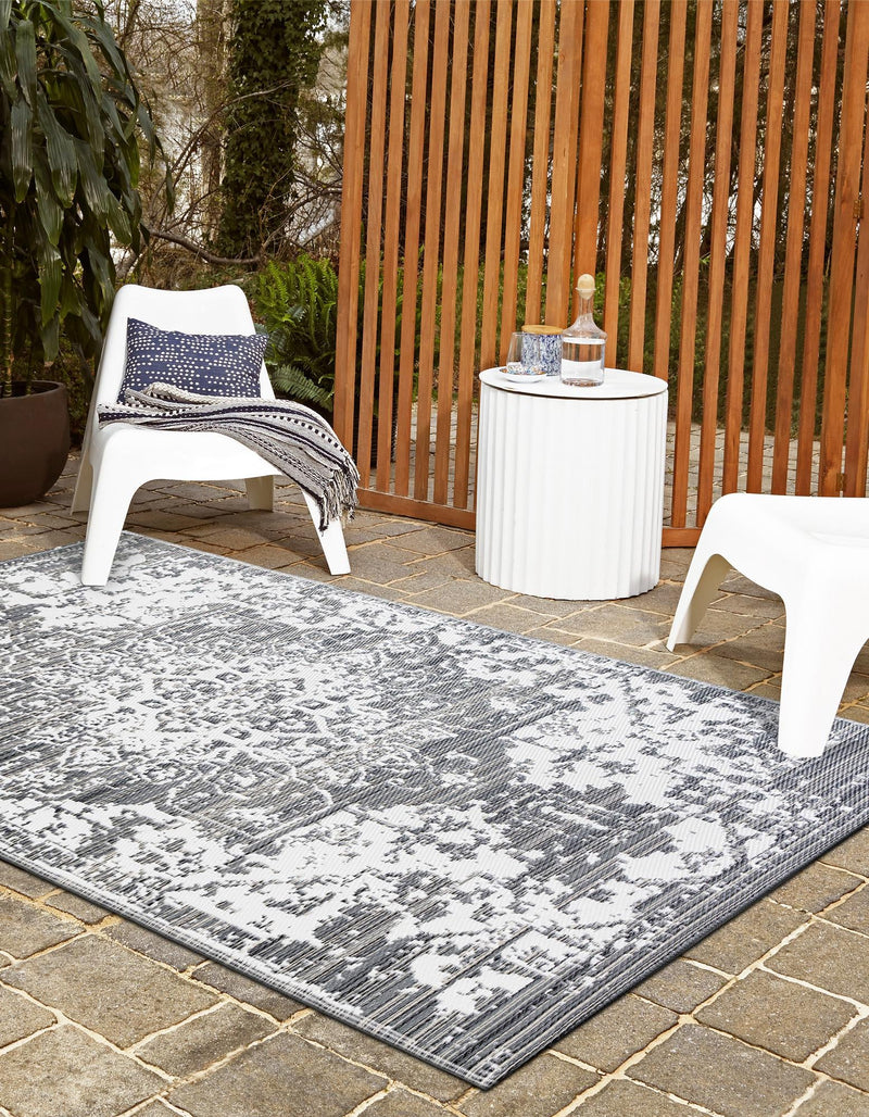 Serene Bay Outdoor Collection Area Rug -  Strand Rectangle Gray  lifestyle 27