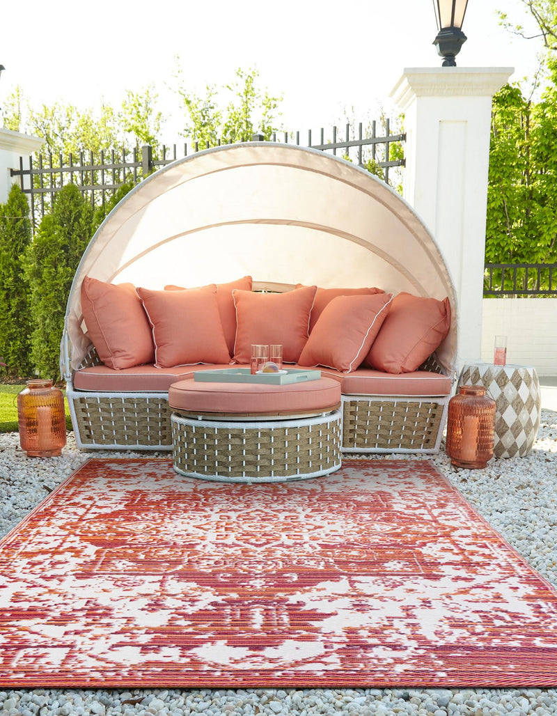 Serene Bay Outdoor Collection Area Rug -  Strand Rectangle Red  lifestyle 9