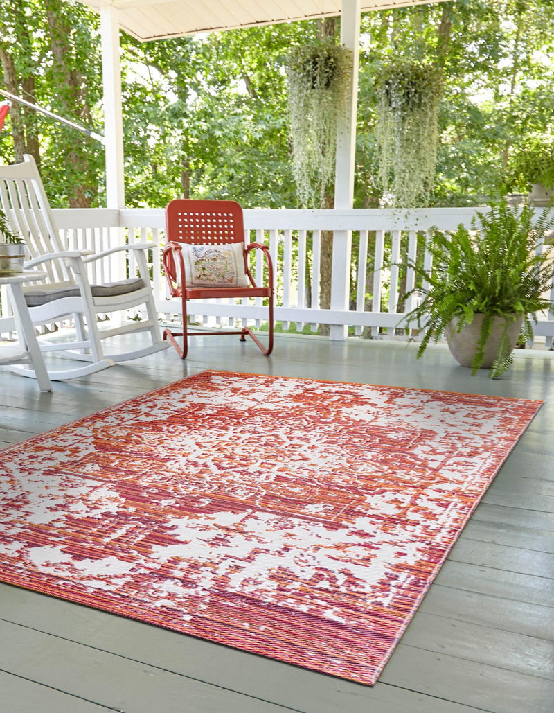 Serene Bay Outdoor Collection Area Rug -  Strand Rectangle Red  lifestyle 14