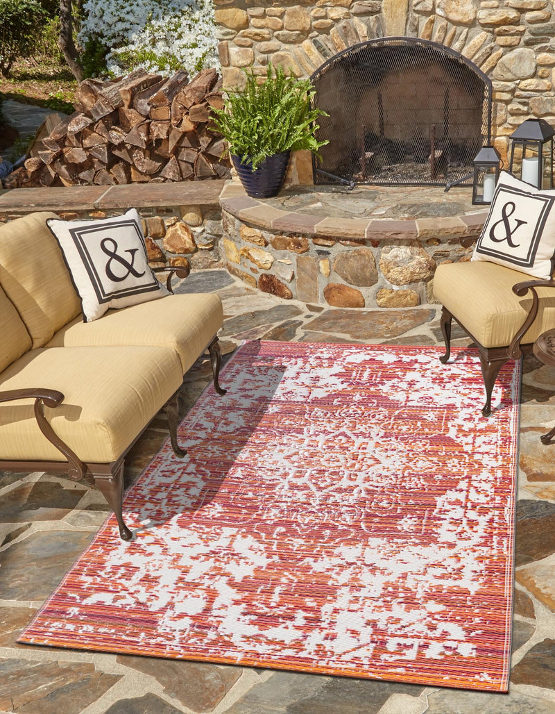 Serene Bay Outdoor Collection Area Rug -  Strand Rectangle Red  lifestyle 19