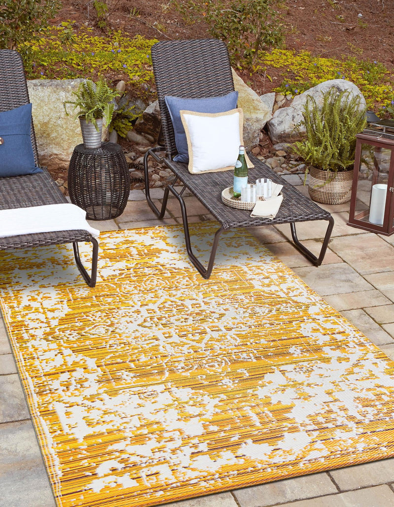 Serene Bay Outdoor Collection Area Rug -  Strand Rectangle Yellow  lifestyle 5