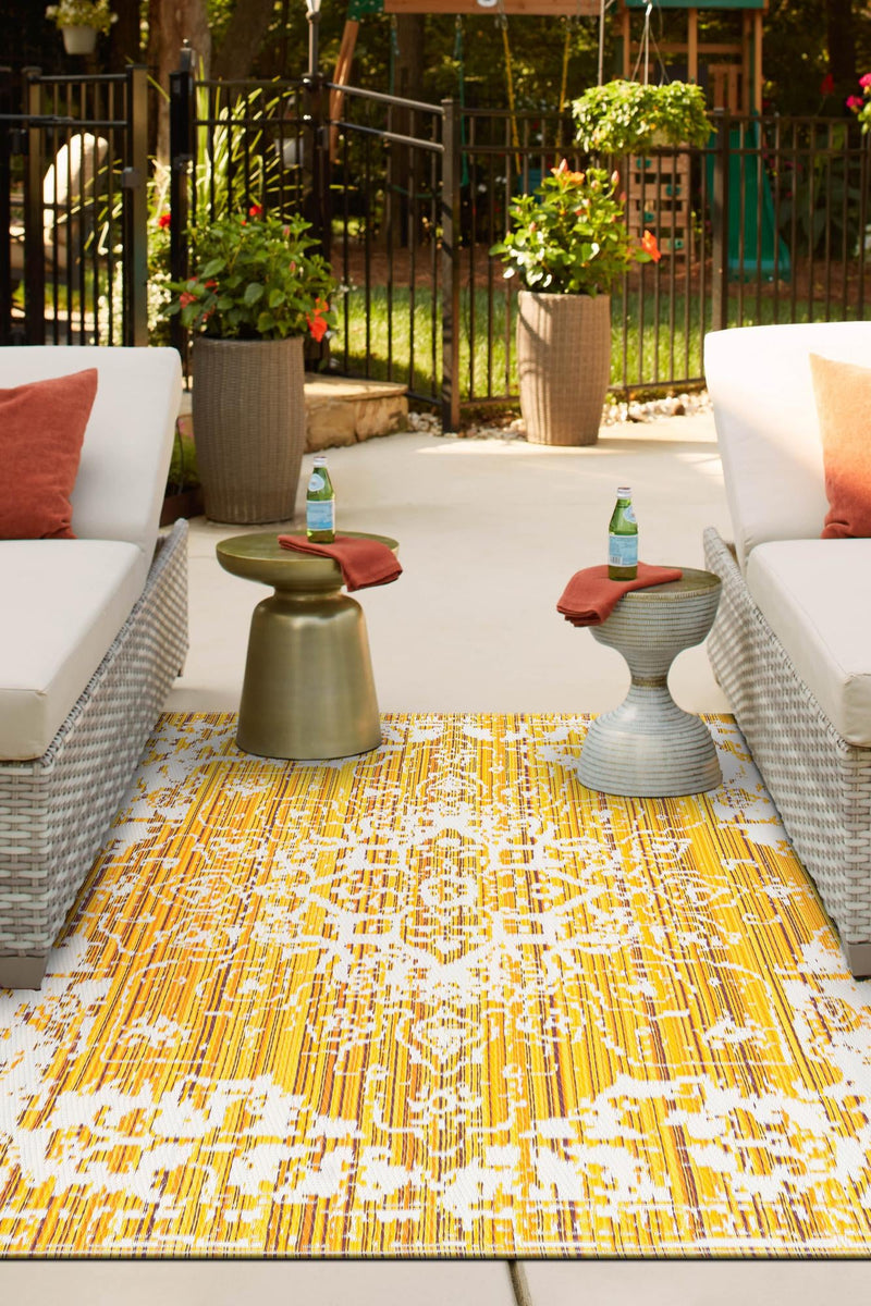 Serene Bay Outdoor Collection Area Rug -  Strand Rectangle Yellow  lifestyle 15