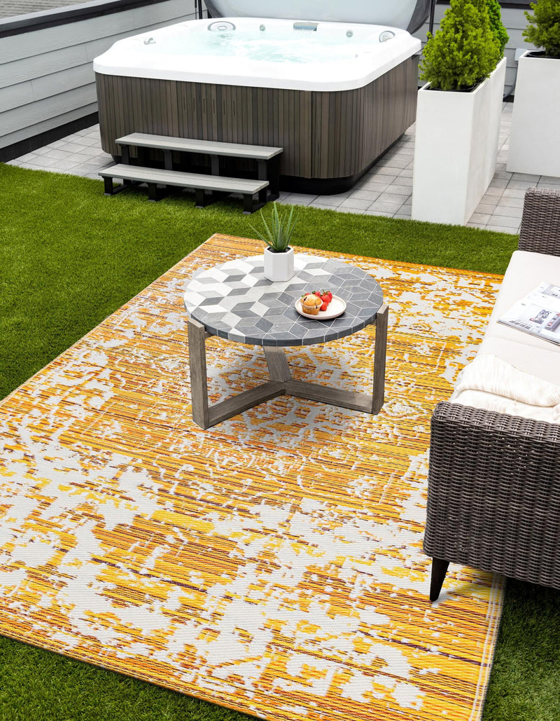 Serene Bay Outdoor Collection Area Rug -  Strand Rectangle Yellow  lifestyle 25