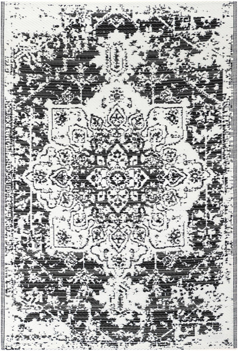 Serene Bay Outdoor Collection Area Rug -  Strand Rectangle Black and White  lifestyle 3