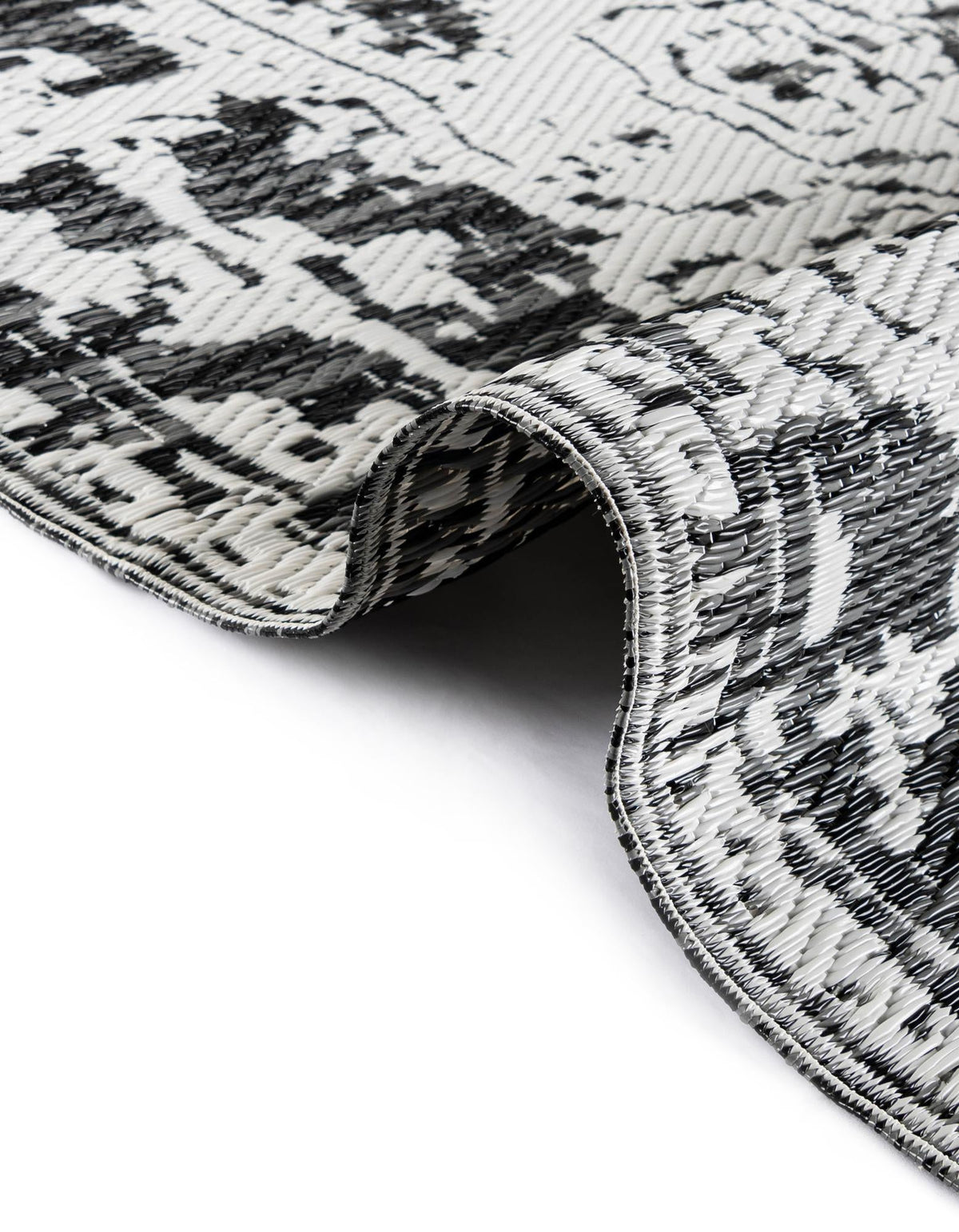 Serene Bay Outdoor Collection Area Rug -  Strand Rectangle Black and White  lifestyle 62