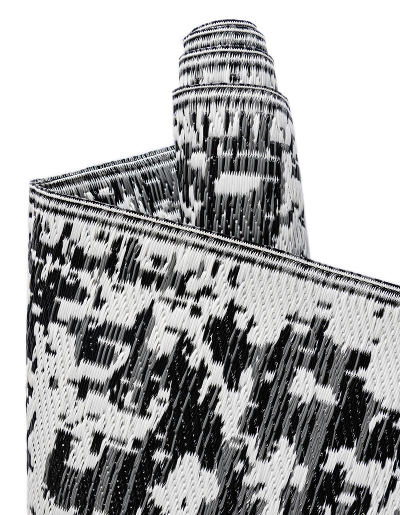 Serene Bay Outdoor Collection Area Rug -  Strand Rectangle Black and White  lifestyle 68