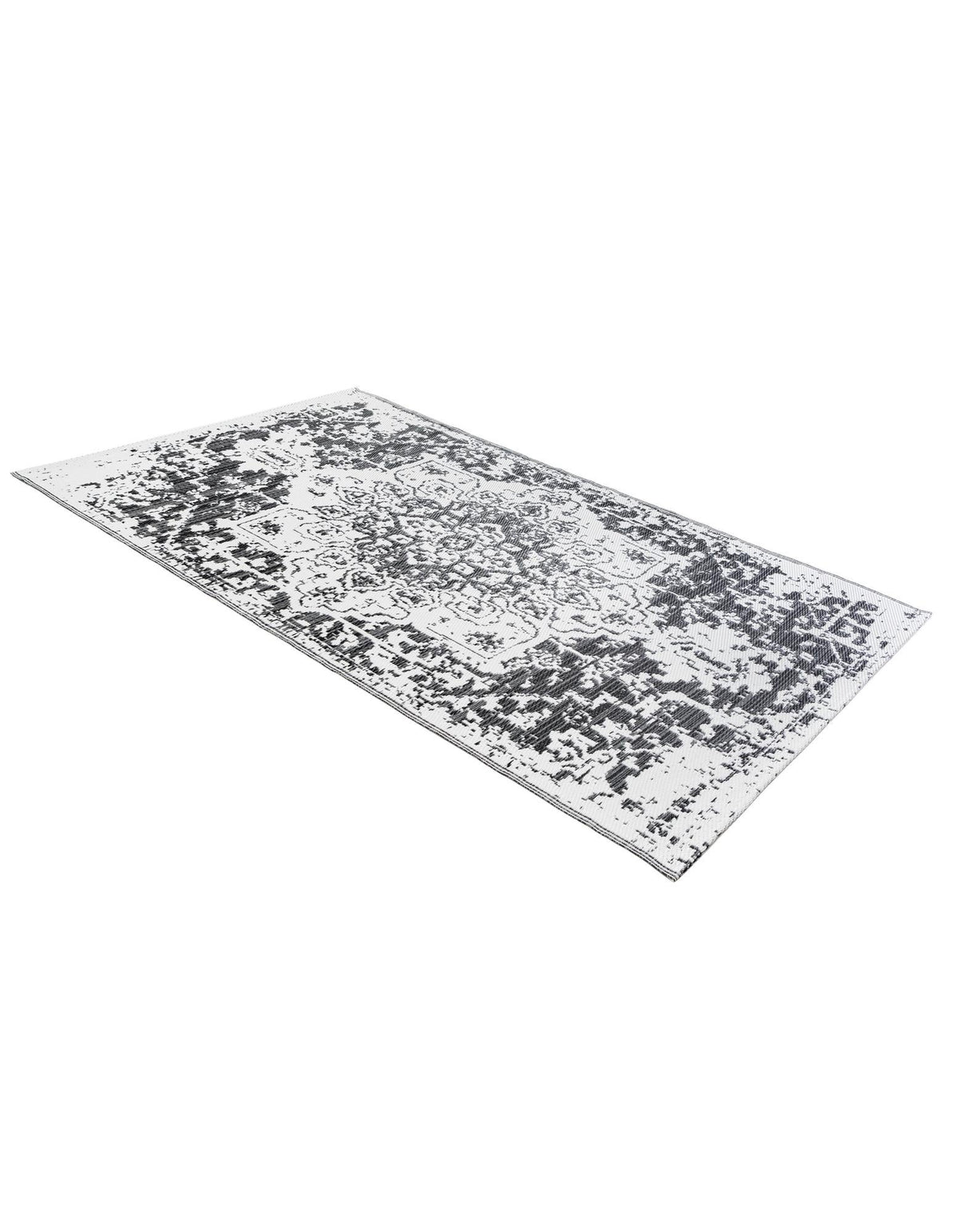 Serene Bay Outdoor Collection Area Rug -  Strand Rectangle Black and White  lifestyle 12