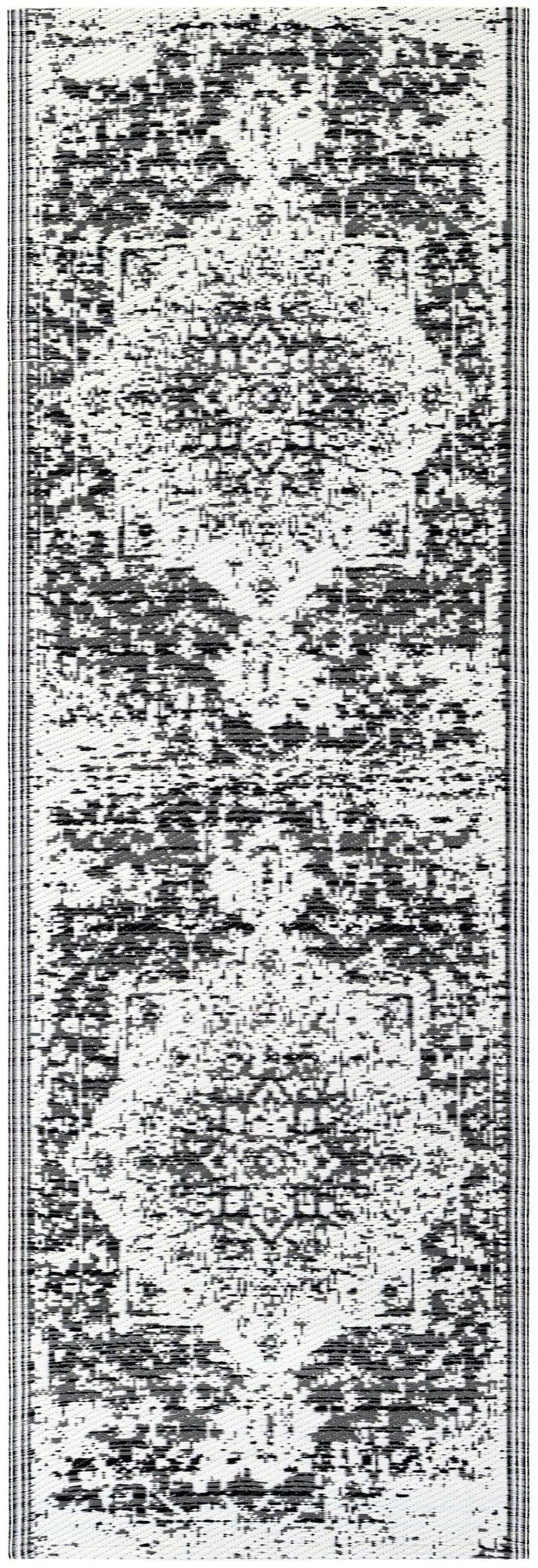 Serene Bay Outdoor Collection Area Rug -  Strand Runner Black and White  lifestyle 106