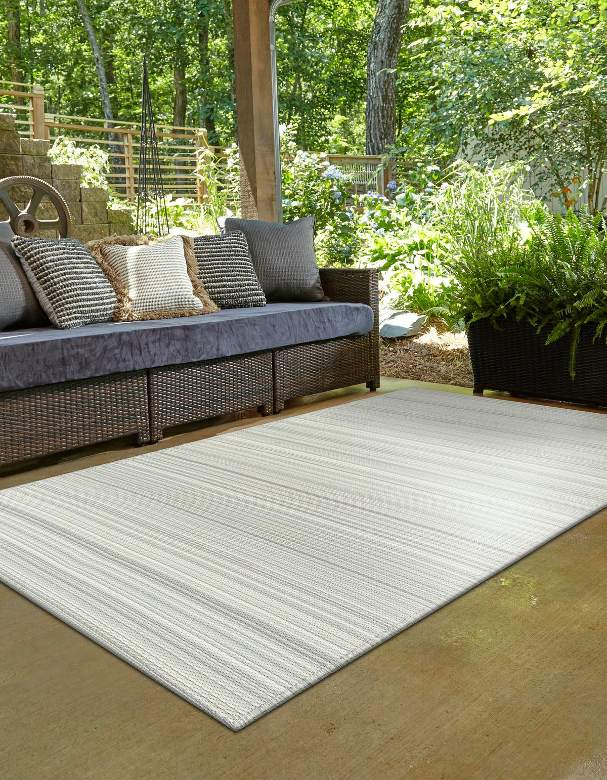 Serene Bay Outdoor Collection Area Rug -  Haven Rectangle Pastel Gray  lifestyle 32