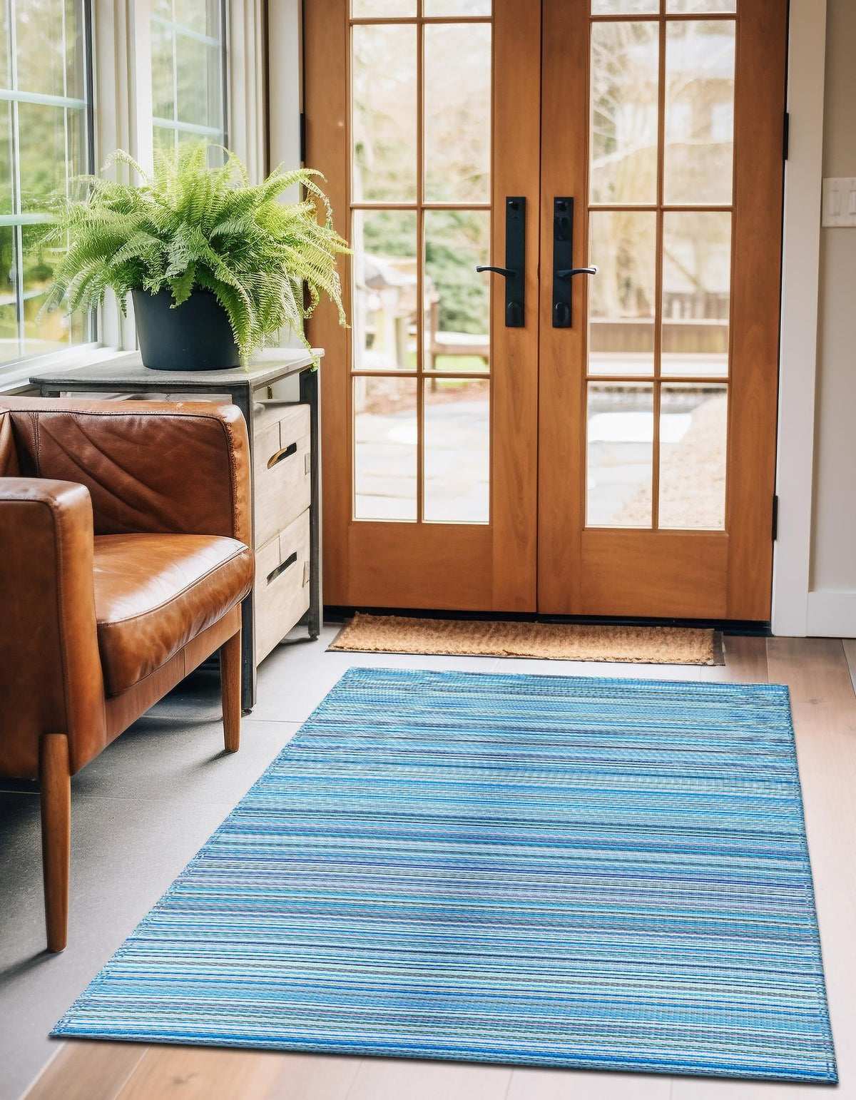 Serene Bay Outdoor Collection Area Rug -  Haven Rectangle Blue  lifestyle 5