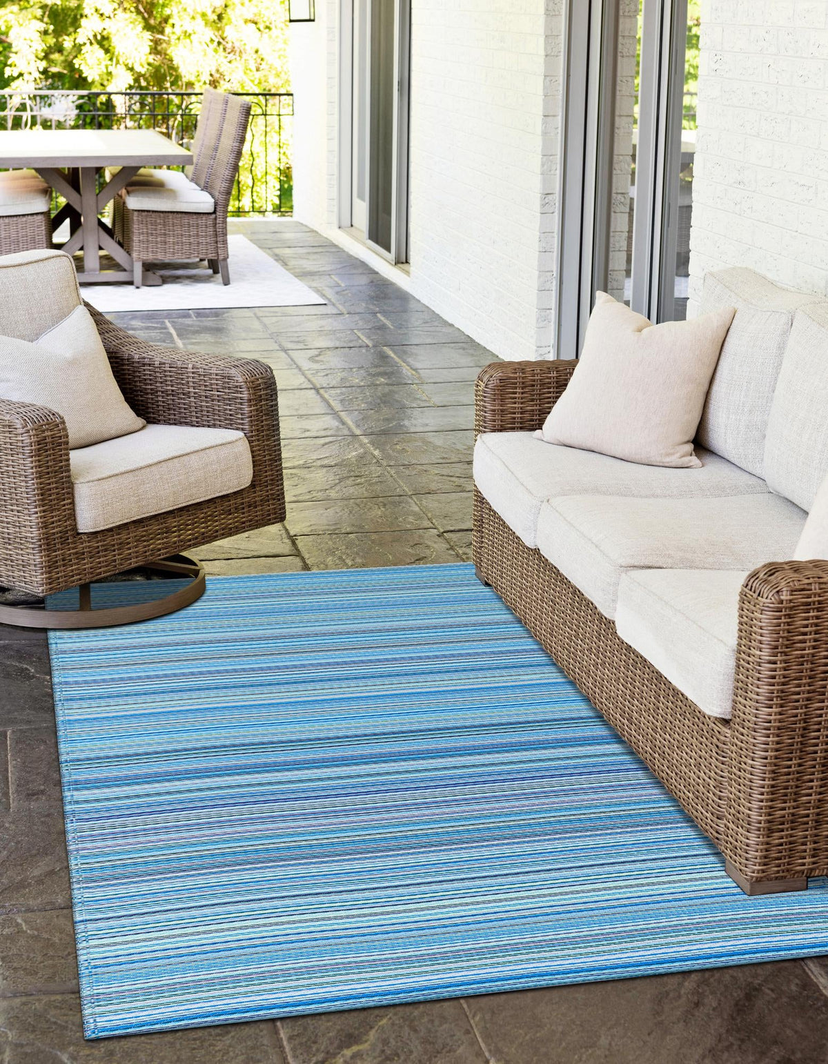 Serene Bay Outdoor Collection Area Rug -  Haven Rectangle Blue  lifestyle 11