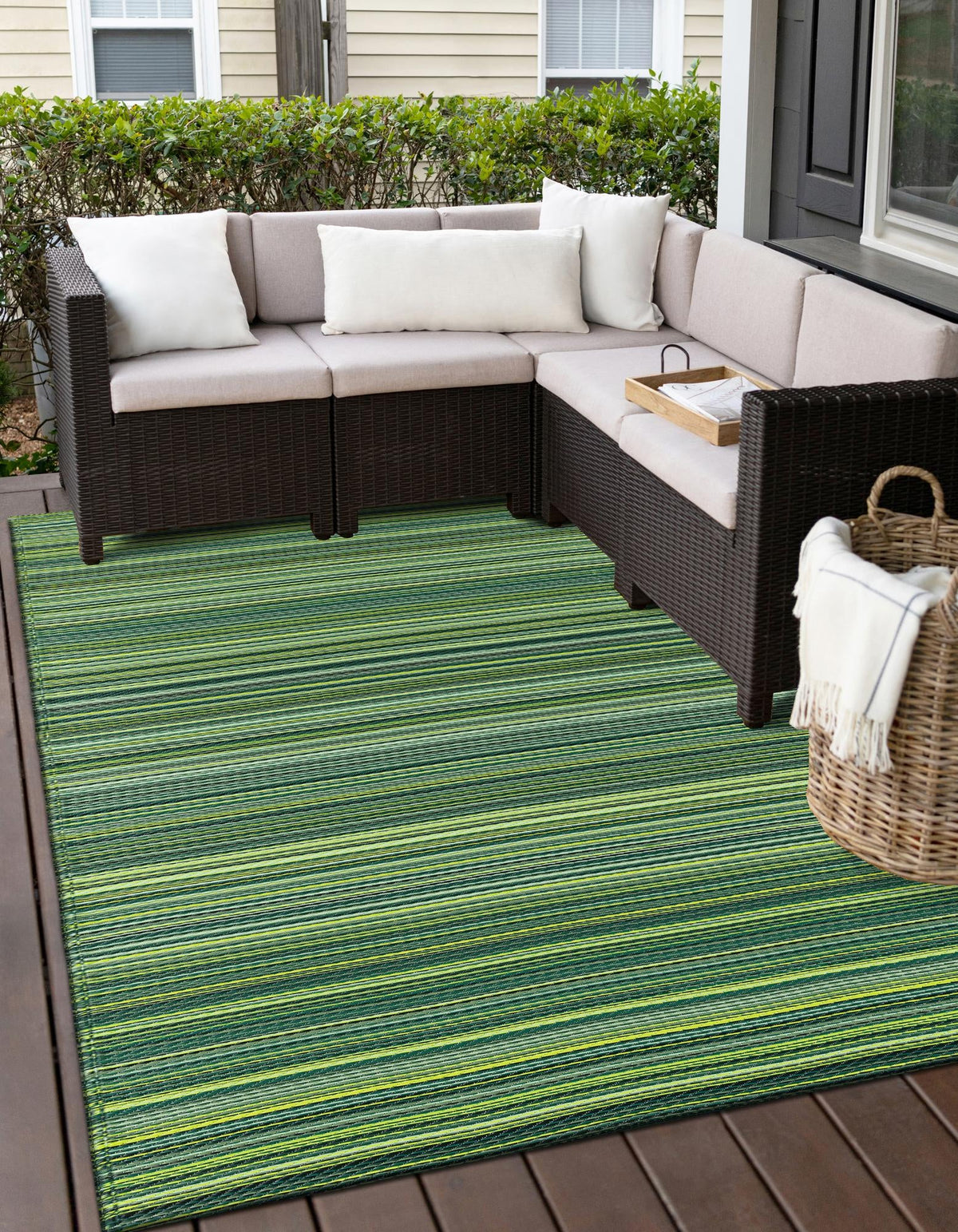 Serene Bay Outdoor Collection Area Rug -  Haven Rectangle Green  lifestyle 12