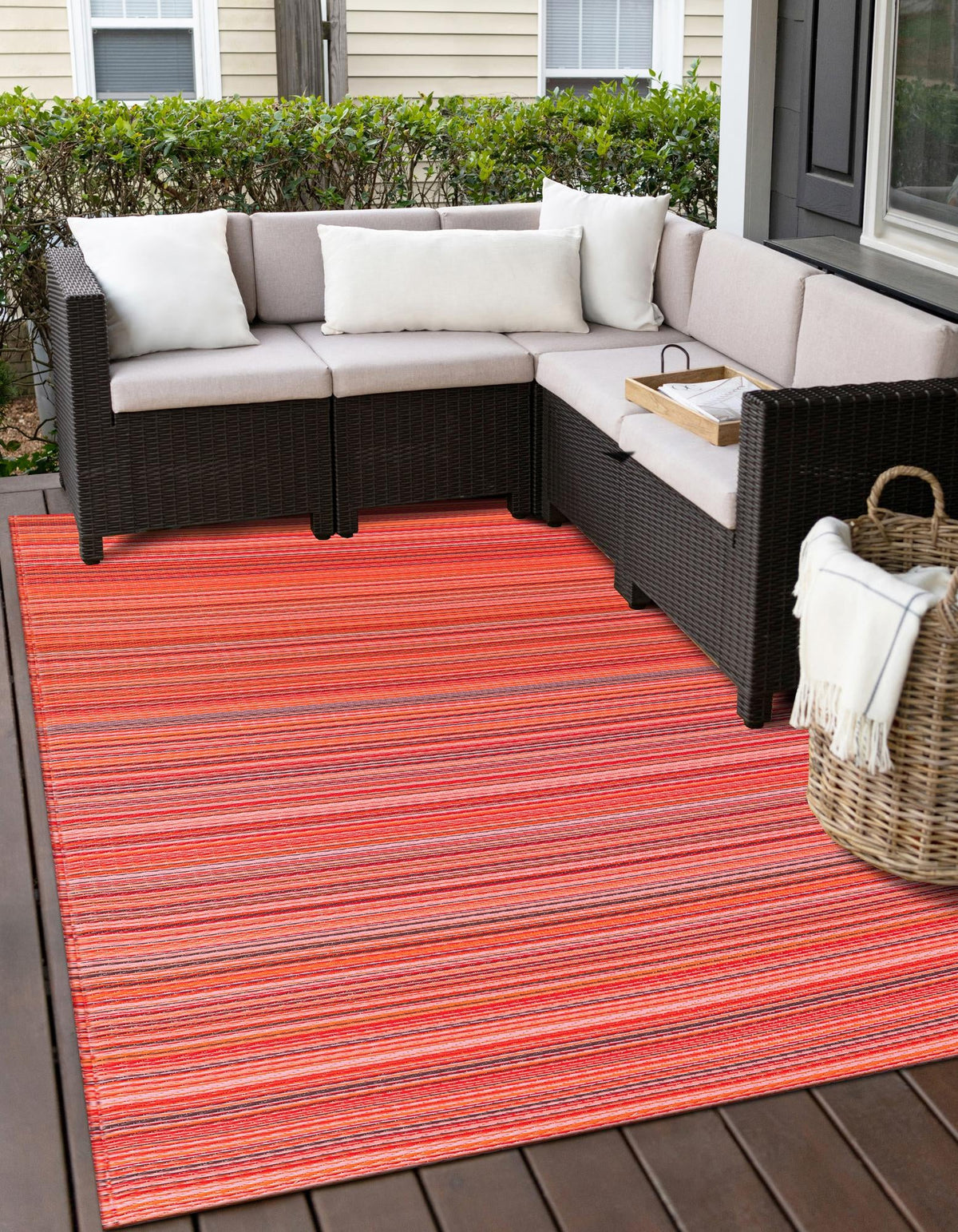 Serene Bay Outdoor Collection Area Rug -  Haven Rectangle Red  lifestyle 5