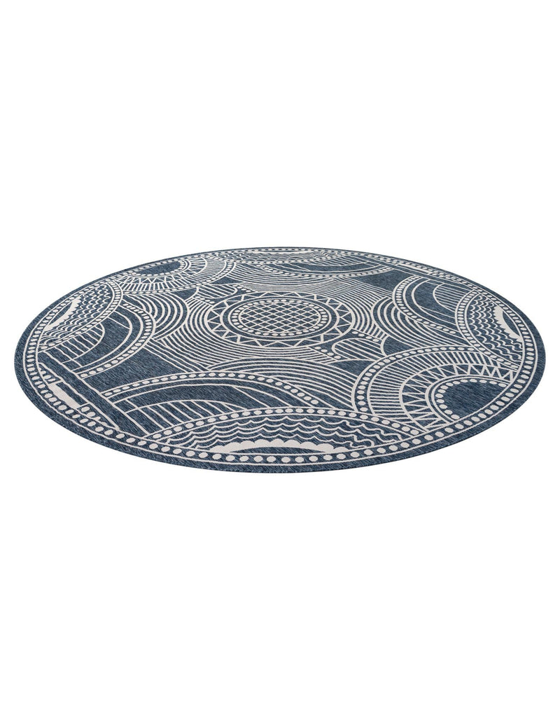 Patio Heritage Collection Area Rug -  Asheville Round Blue  lifestyle 57