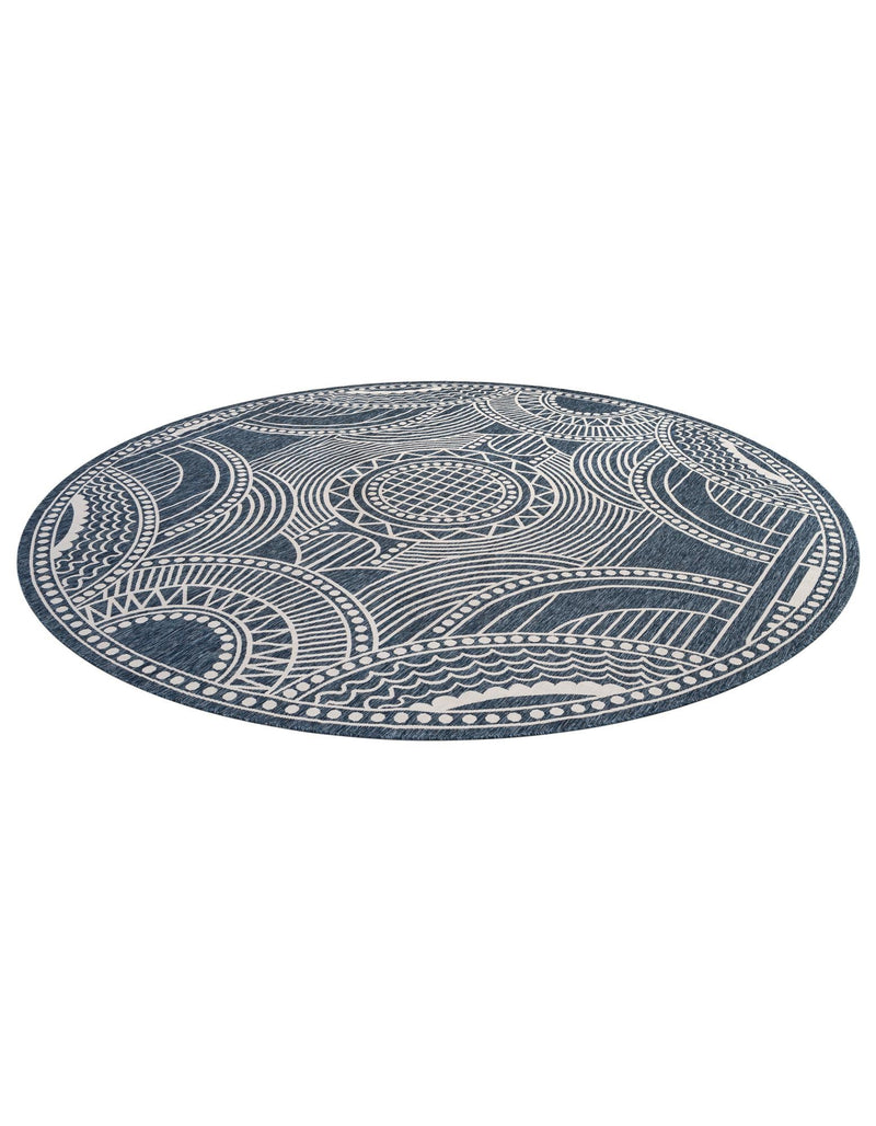 Patio Heritage Collection Area Rug -  Asheville Round Blue  lifestyle 58