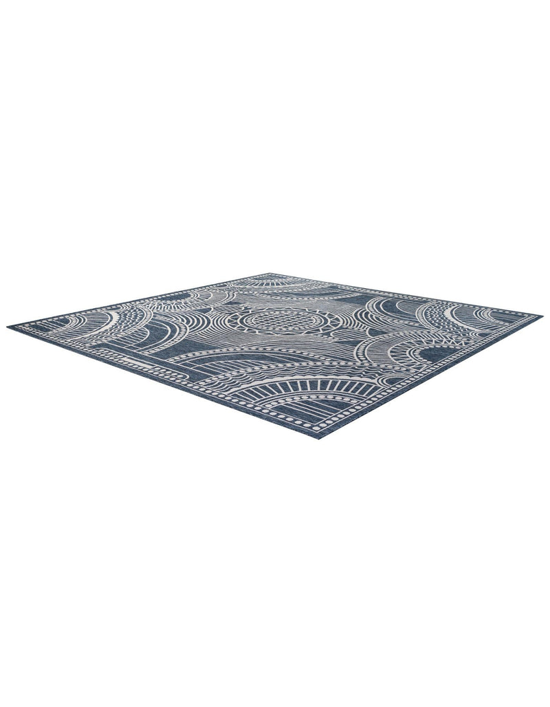 Patio Heritage Collection Area Rug -  Asheville Square Blue  lifestyle 59