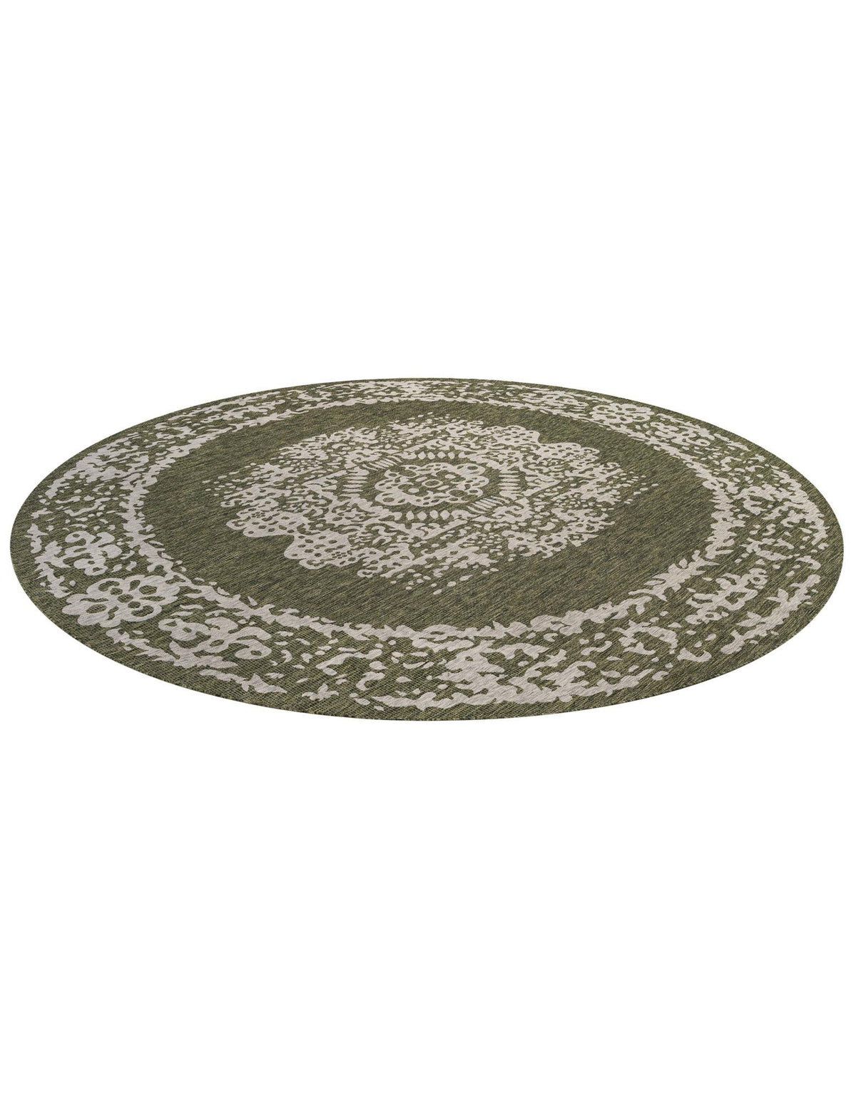 Patio Heritage Collection Area Rug - Savannah (Green) Round Green  lifestyle 24