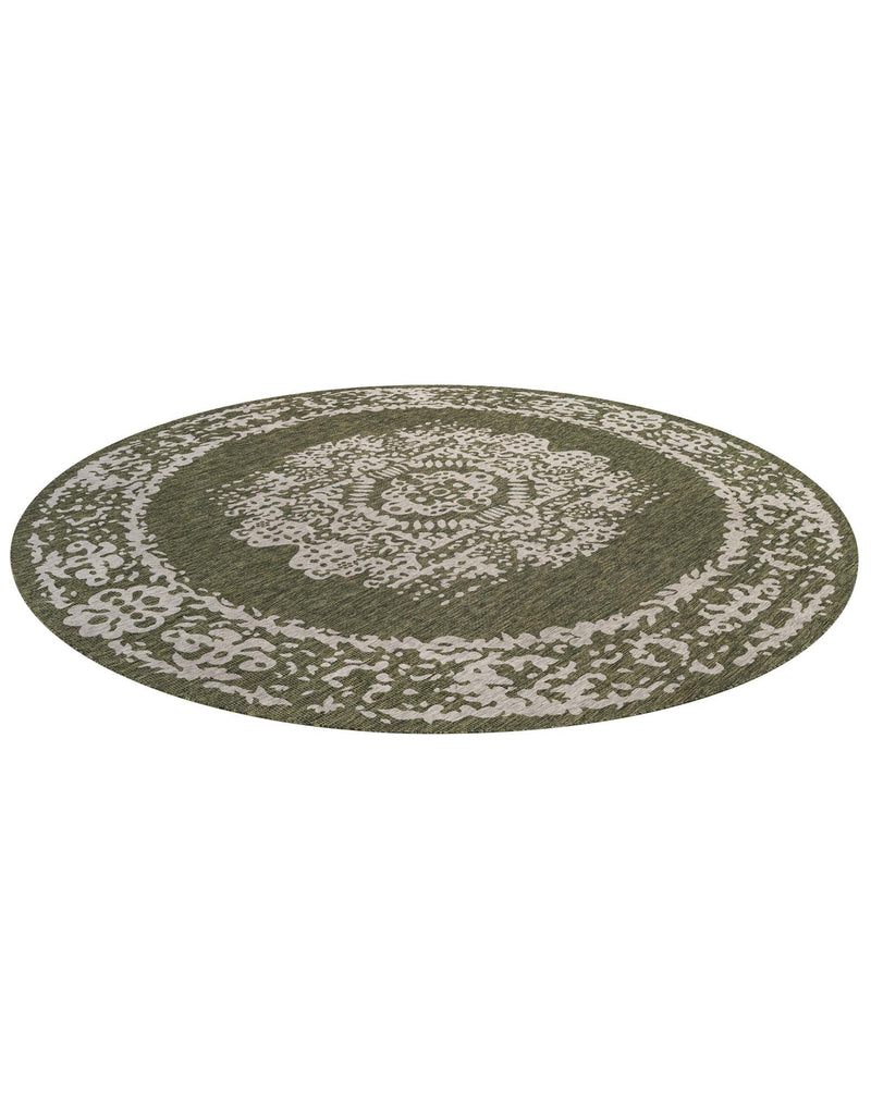 Patio Heritage Collection Area Rug - Savannah (Green) Round Green  lifestyle 24