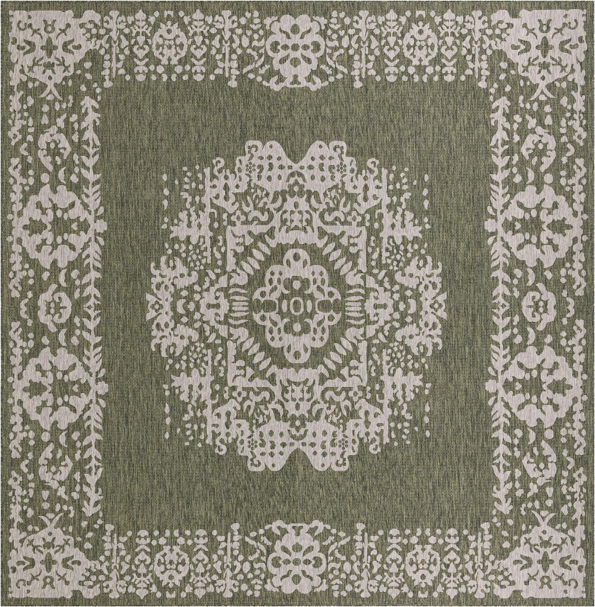 Patio Heritage Collection Area Rug - Savannah (Green) Square Green  lifestyle 55