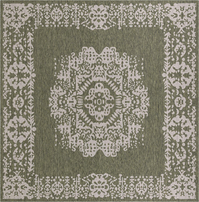 Patio Heritage Collection Area Rug - Savannah (Green) Square Green  lifestyle 55