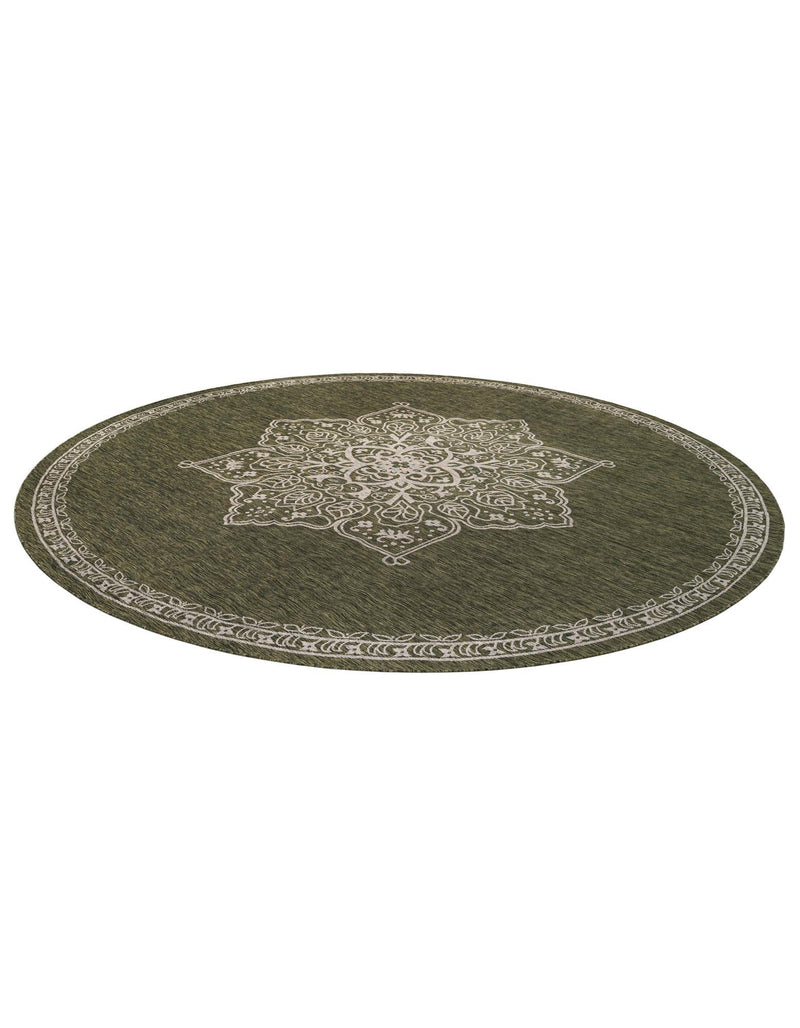 Patio Heritage Collection Area Rug -  Charleston (Green) Round Green  lifestyle 18