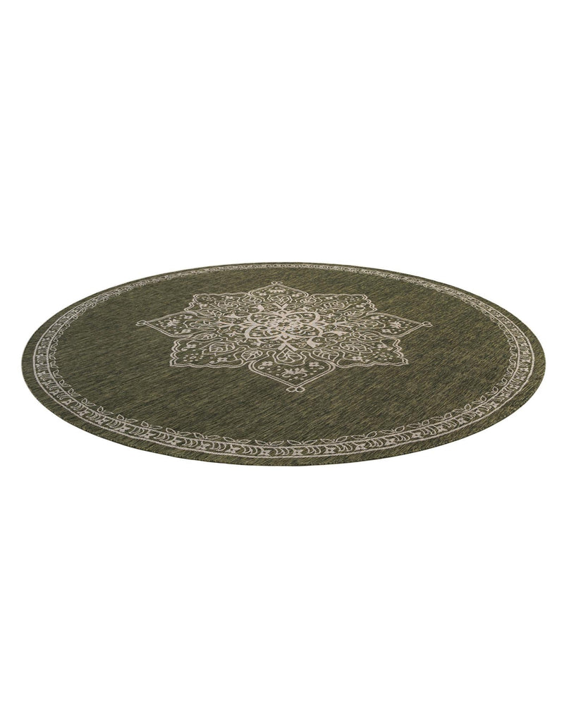 Patio Heritage Collection Area Rug -  Charleston (Green) Round Green  lifestyle 19